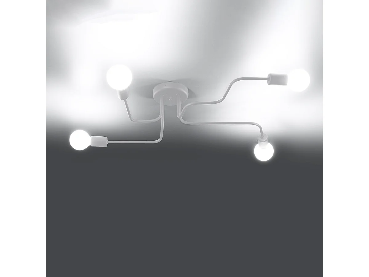 Plafonnier Vector Industriel En Acier - 4 Sources Lumineuses - L.78 X H.15,5 Cm - Blanc