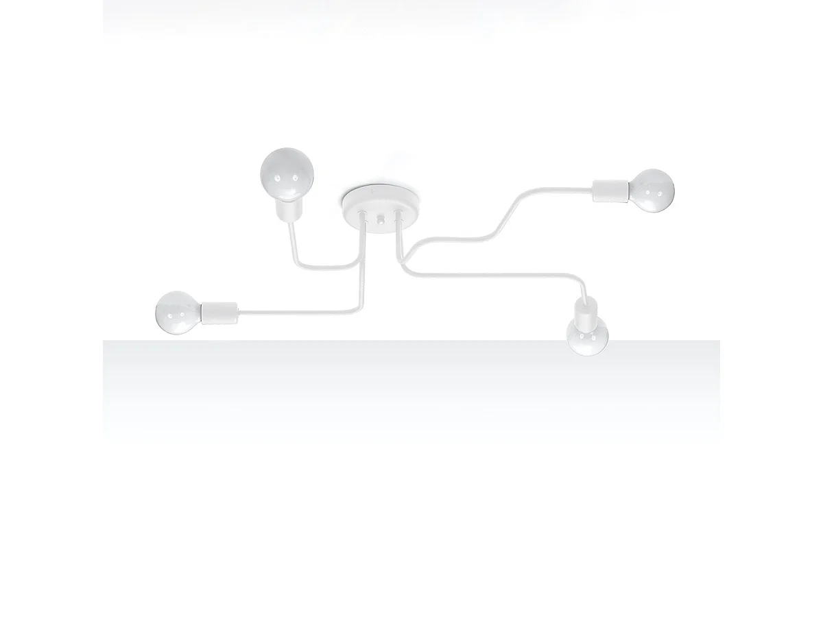 Plafonnier Vector Industriel En Acier - 4 Sources Lumineuses - L.78 X H.15,5 Cm - Blanc