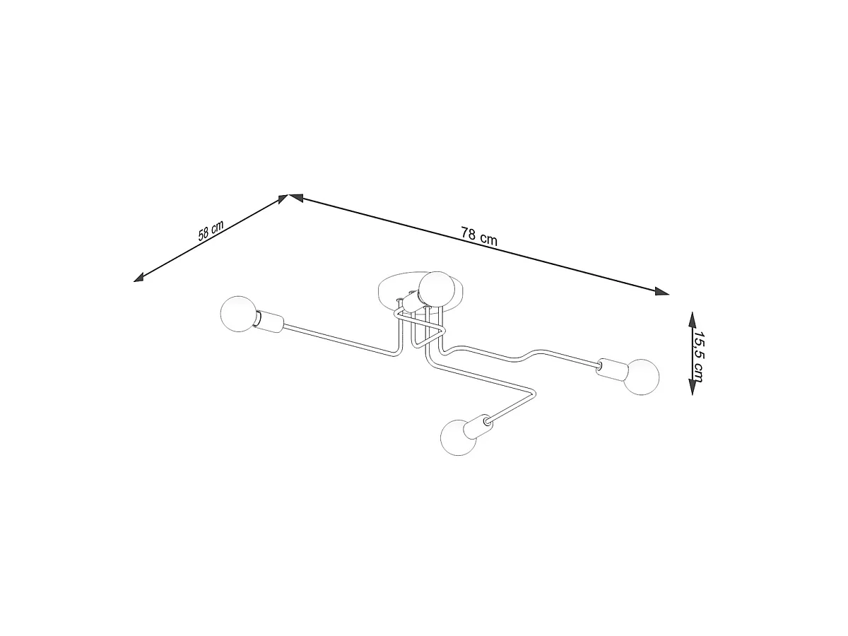 Plafonnier Vector Industriel En Acier - 4 Sources Lumineuses - L.78 X H.15,5 Cm - Blanc