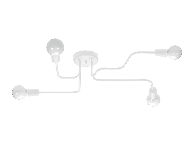 Plafonniers Vector Industriel En Acier - 4 Sources Lumineuses - L.78 X H.15,5 Cm - Blanc