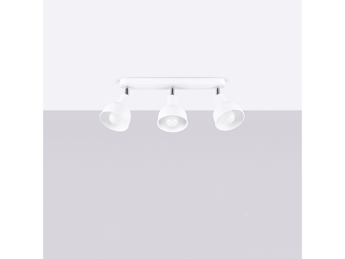 Plafonnier Elba Grenier En Acier - 3 Sources Lumineuses - L.59 X H.18,5 Cm - Blanc