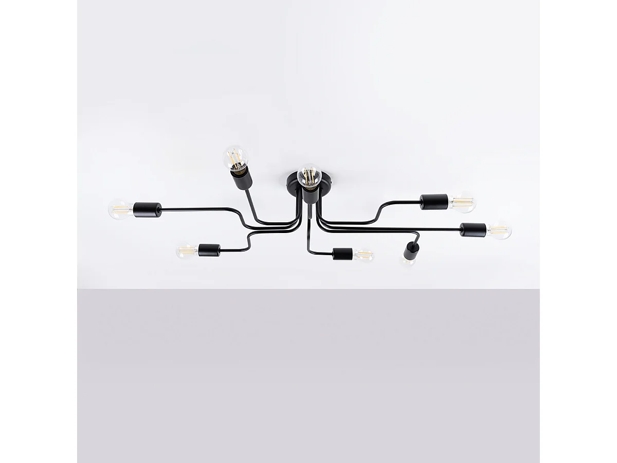 Plafondlamp VECTOR industrieel van  - 8 lichtbronnen - L.103 x H.15,5 cm - zwart