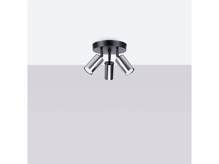 Plafonniers Winx Moderne En Acier - 3 Sources Lumineuses - L.19,5 X H.20 Cm - Noir/Chromé