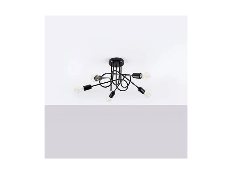 Plafonniers Supeł Industriel En Acier - 5 Sources Lumineuses - L.55 X H.35 Cm - Noir