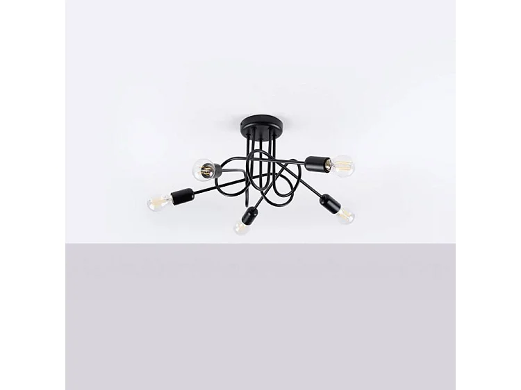 Plafonniers Supeł Industriel En Acier - 5 Sources Lumineuses - L.55 X H.35 Cm - Noir