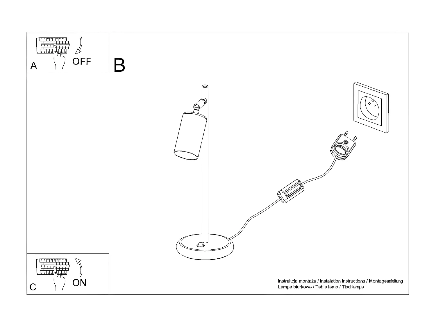 Lampes De Bureau Winx Moderne En Acier - 1 Sources Lumineuses - L.13 X H.44 Cm - Noir/Chromé
