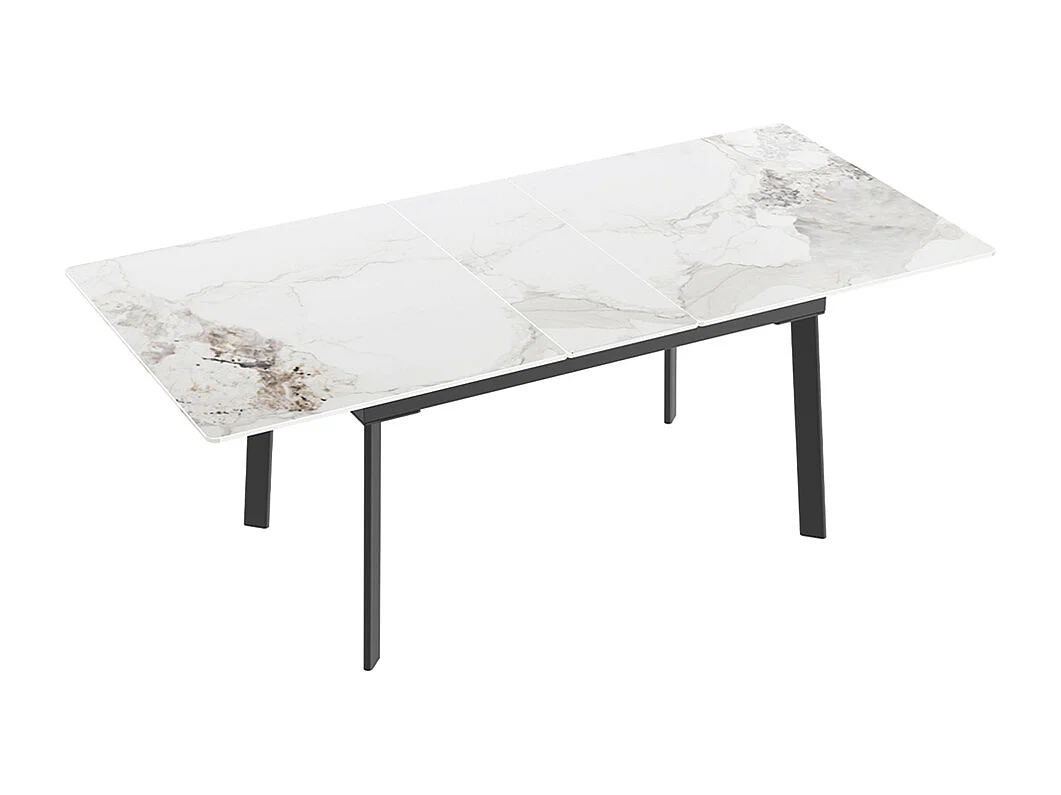 Tavolo da pranzo allungabile da 4 a 8 coperti in pietra sinterizzata - Effetto marmo bianco - 130-160cm