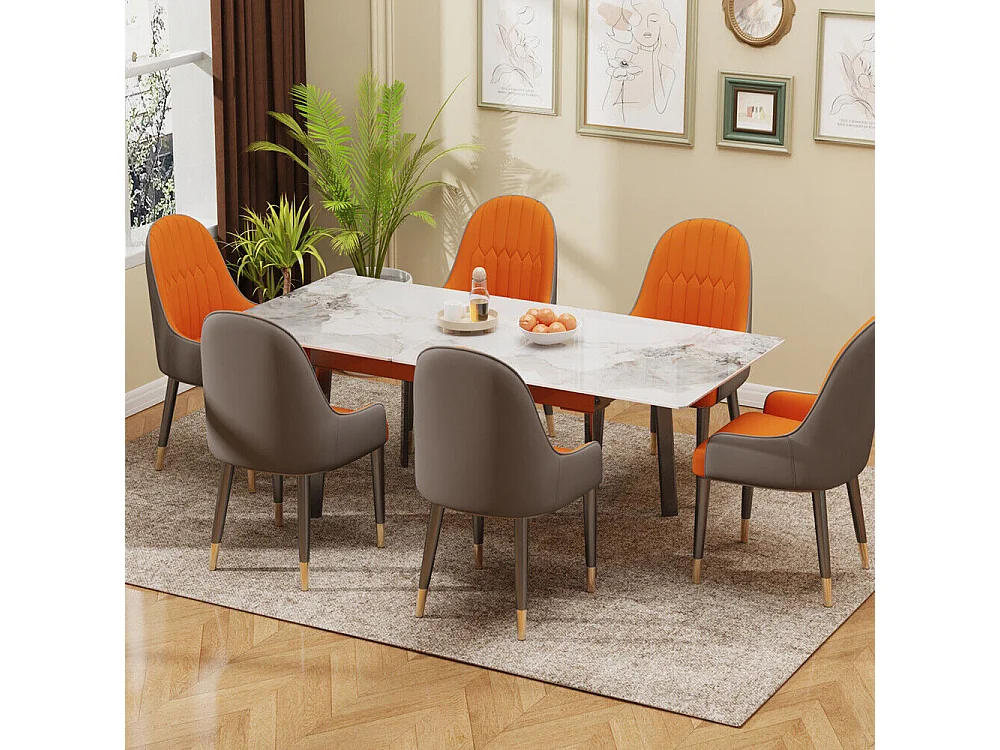 Tavolo da pranzo allungabile da 4 a 8 coperti in pietra sinterizzata - Effetto marmo bianco - 130-160cm