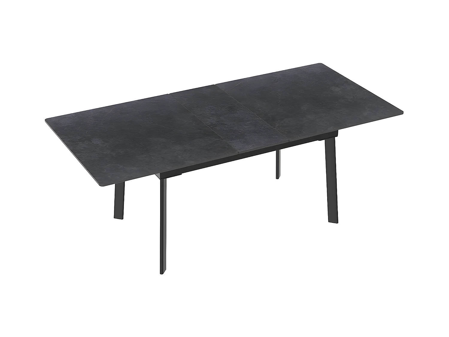 Table à manger extensible 4 à 8 couverts en pierre frittée  - Effet Marbre Noir - 130-160cm