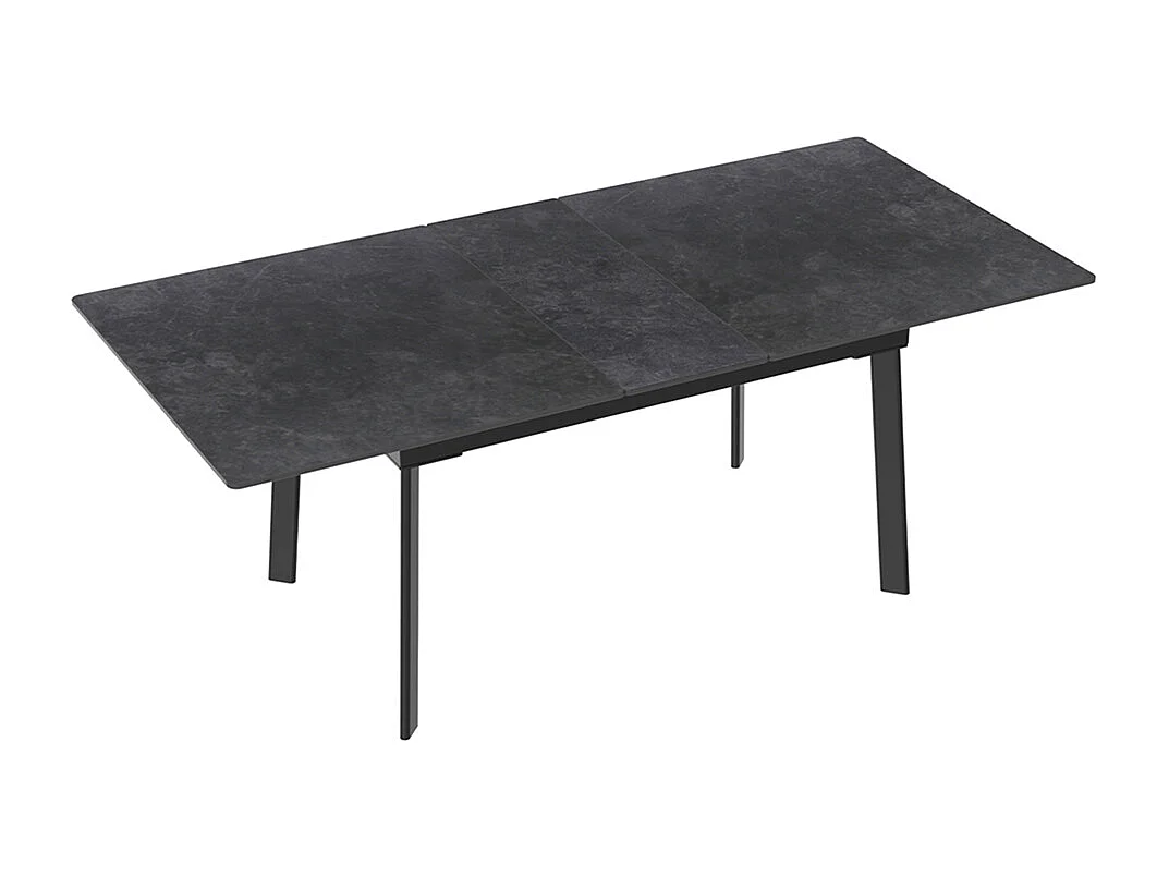 Table à manger extensible 4 à 8 couverts en pierre frittée  - Effet Marbre Noir - 130-160cm
