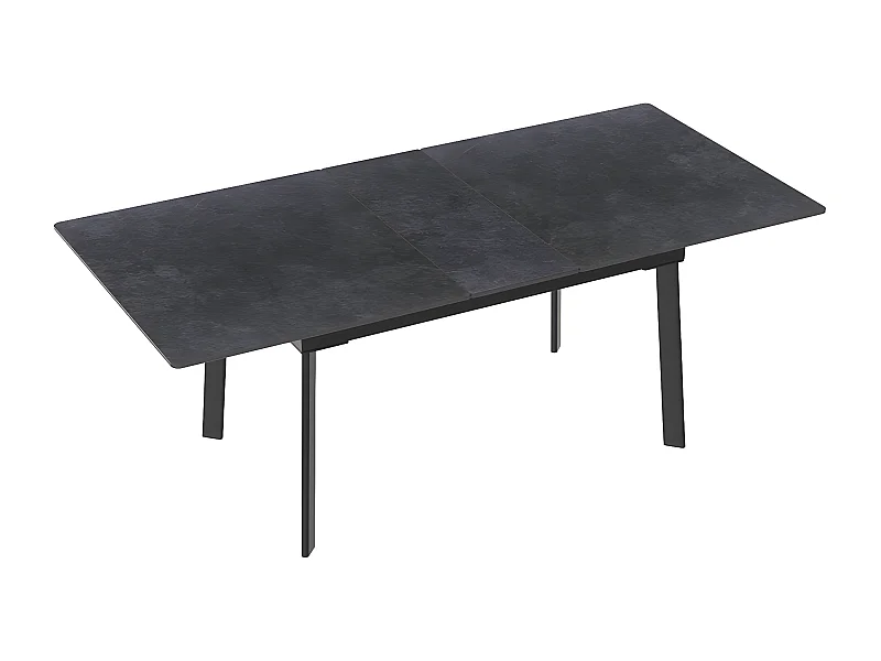Table à manger extensible 4 à 8 couverts en pierre frittée  - Effet Marbre Noir - 130-160cm