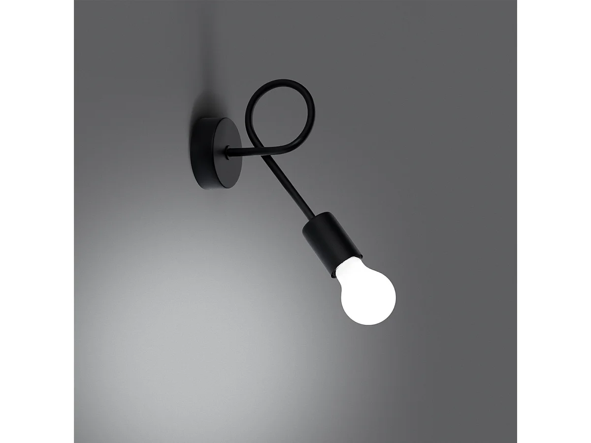 Wandlamp LEVAR industrieel van  - 1 lichtbronnen - L.23 x H.19 cm - zwart