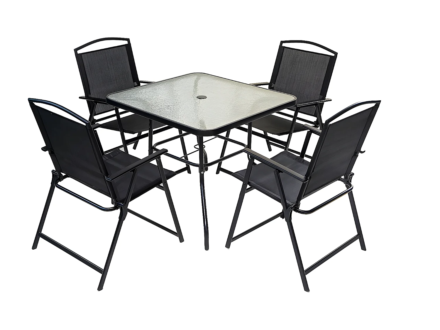 Salon de jardin repas en métal "Meryl" - 4 places - Noir