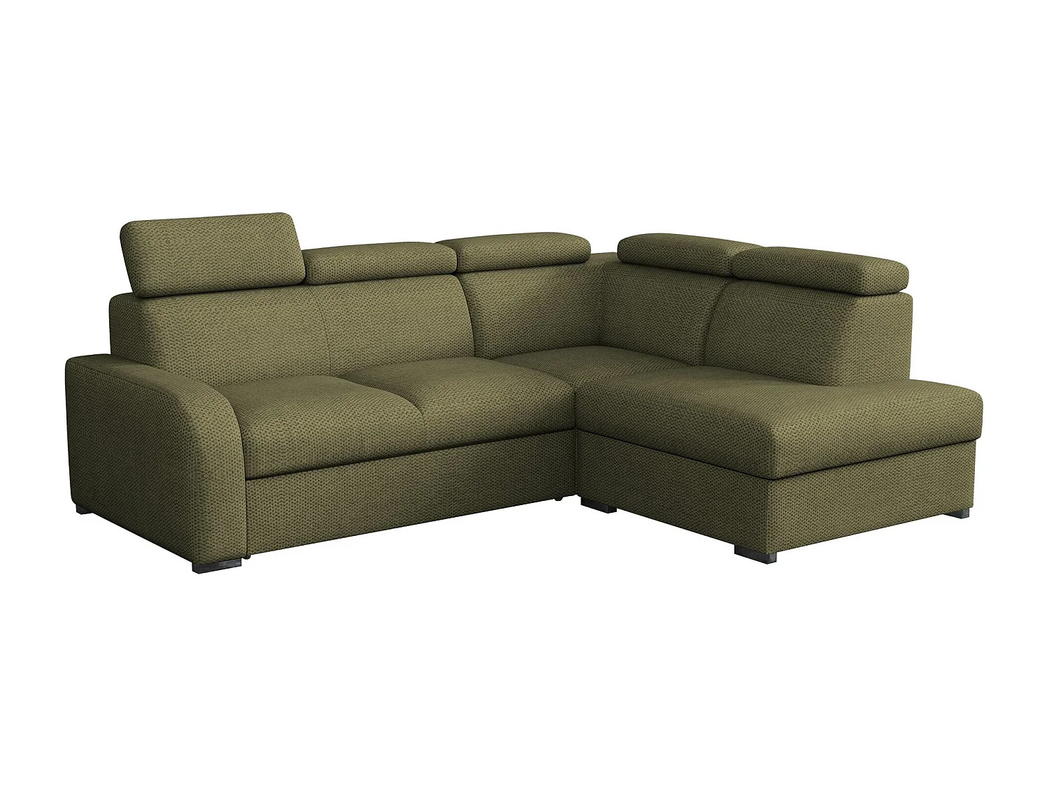 Sofá rinconero Etrcala 108, Verde, Función de descanso, Almacenaje, 250x200x85cm