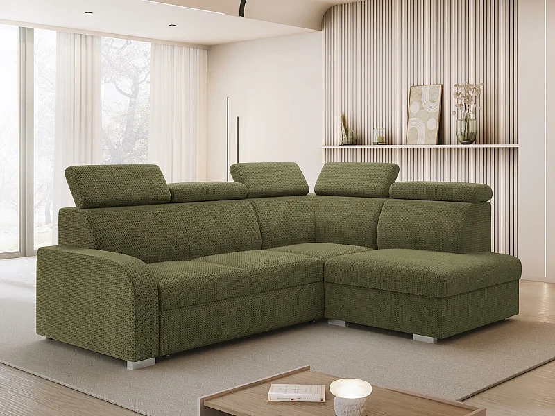 Canapé d'angle Etrcala 108, Vert, Disponible, 250x200x85cm