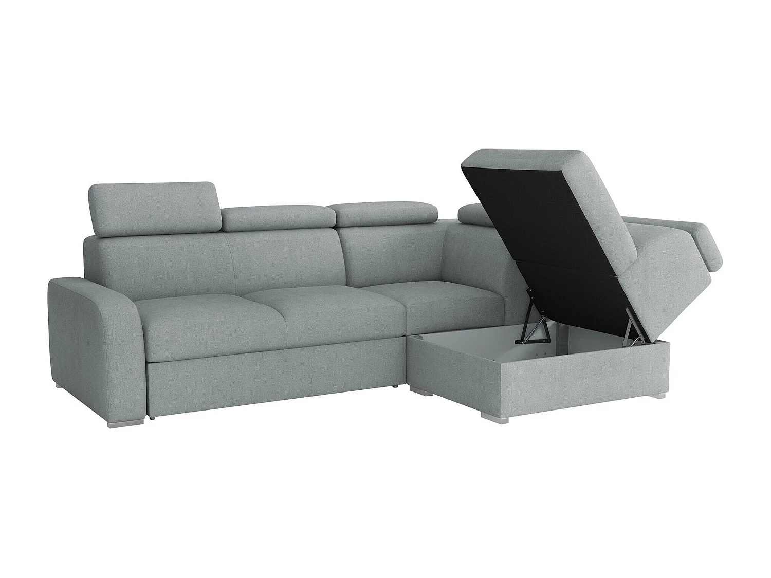 Divano angolare Etrcala 108, Blu, Con, 250x200x85cm