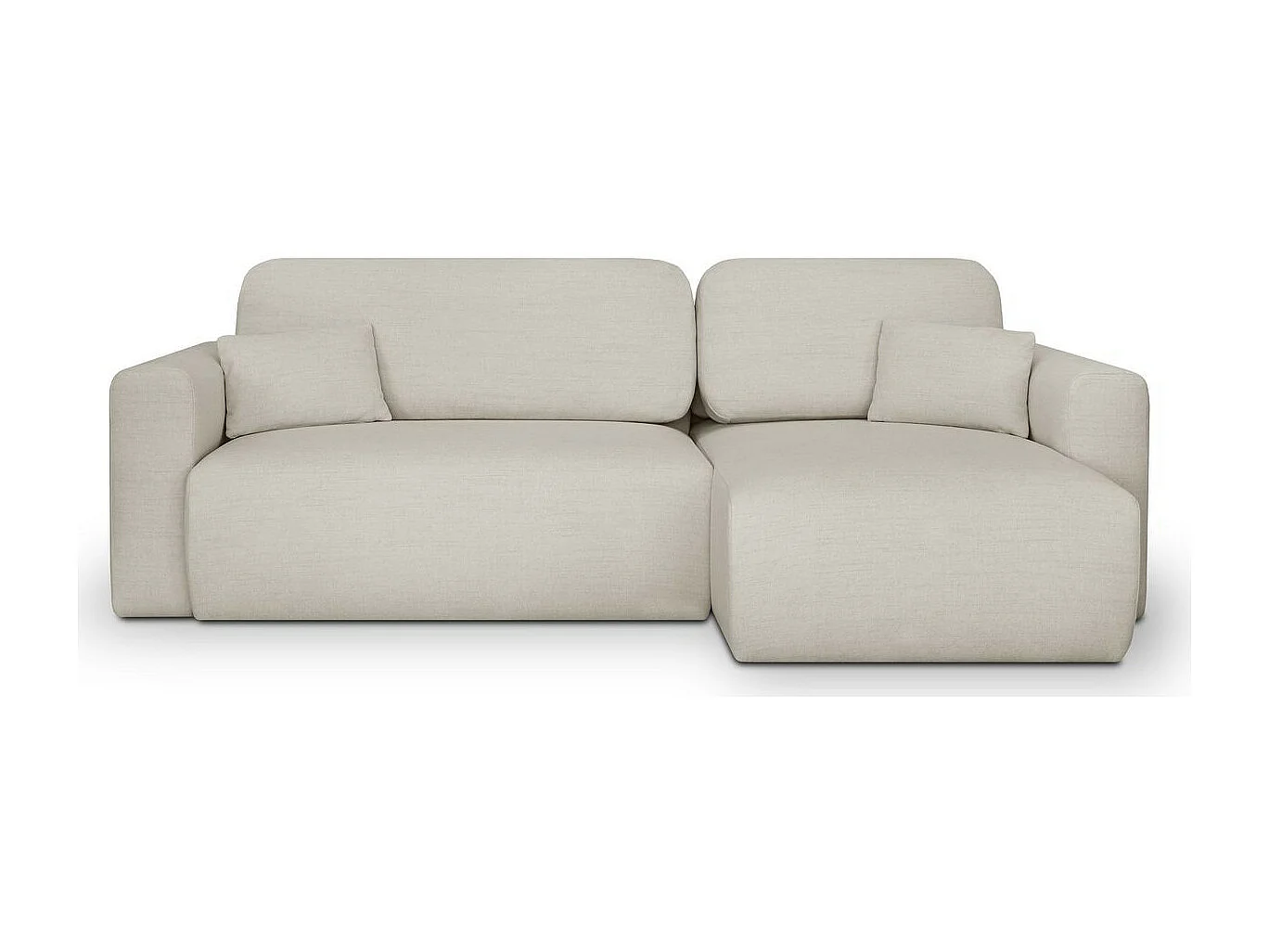 Canapé d'angle réversible convertible 4 places avec coffre de rangement en tissu écru - Davis