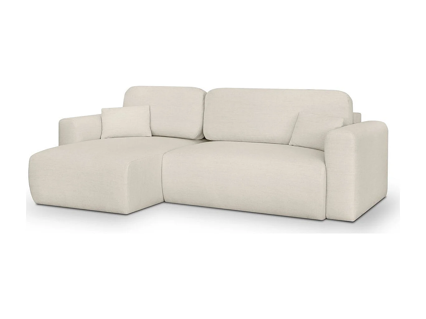 Canapé d'angle réversible convertible 4 places avec coffre de rangement en tissu écru - Davis