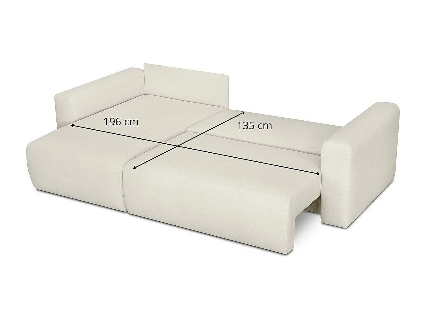 Canapé d'angle réversible convertible 4 places avec coffre de rangement en tissu écru - Davis