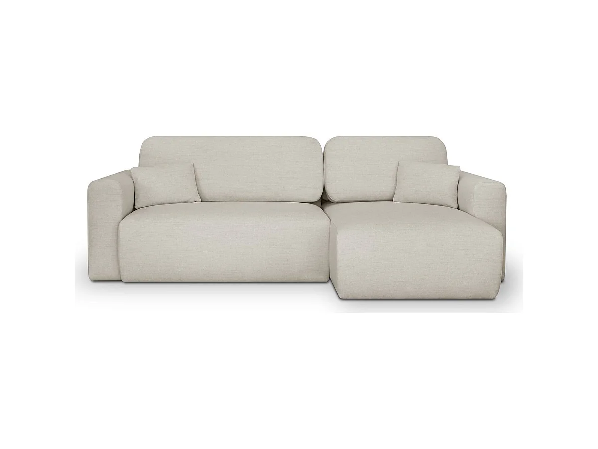 Canapé d'angle convertible 4 places avec coffre en tissu ivoire