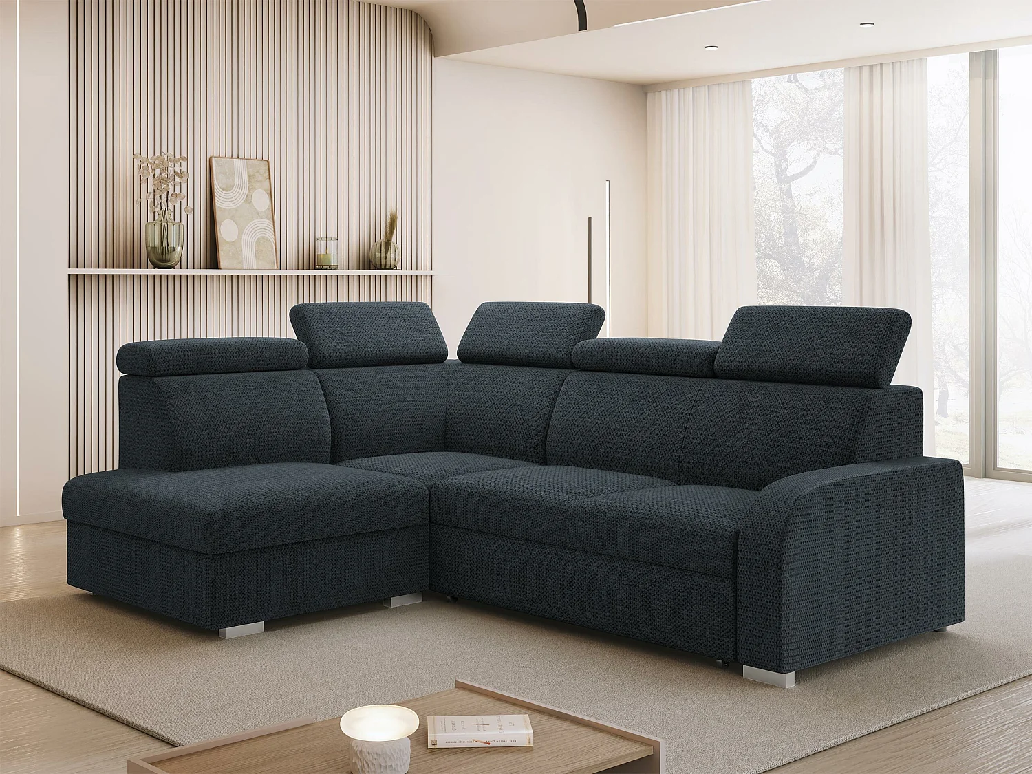 Canapé d'angle Ovos II, Bleu, Disponible, 250x200x85cm