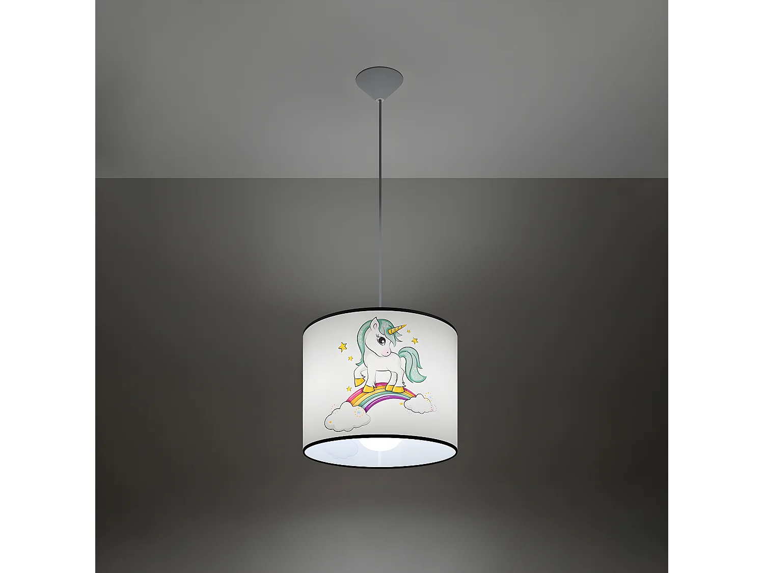 Pendelleuchten Jednorożec Modern Aus  Pvc - 1 Lichtquellen - L.30 X H. Cm - Mehrfarben