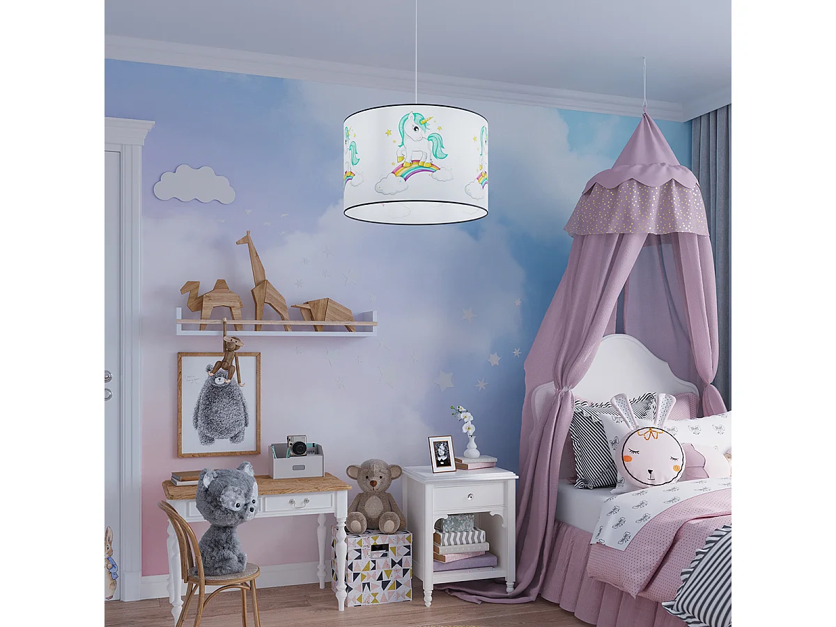Lampe Suspendues Jednorożec Moderne En Pvc - 1 Sources Lumineuses - L.30 X H.95 Cm - Multicolore
