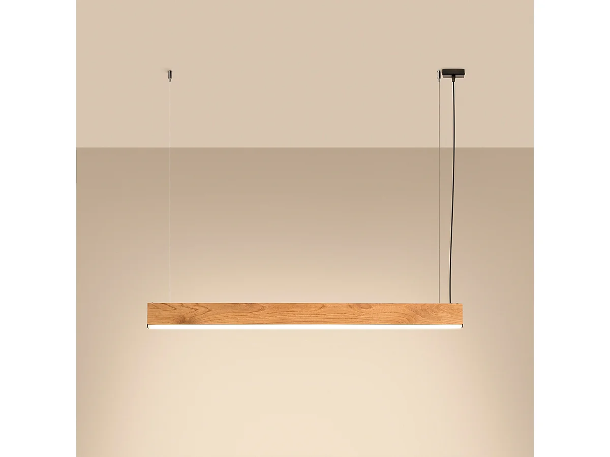 Lampes Suspendues Lykke Moderne En Bois - 1 Sources Lumineuses - L.120 X H.150 Cm - Chêne