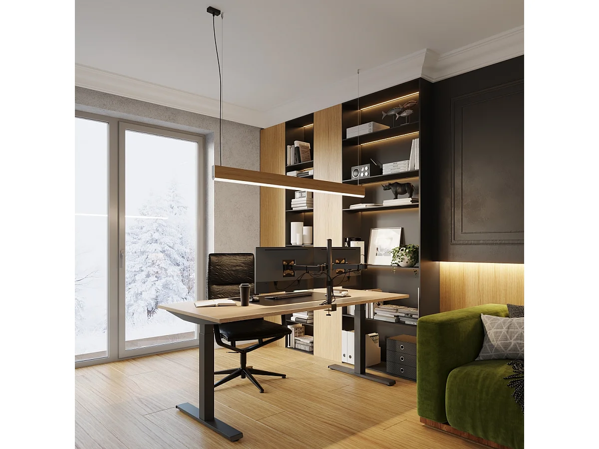 Luminárias Pendentes Lykke Moderno, Madeira - 1 Lichtbronnen - L.120 X H.150 Cm - Carvalho