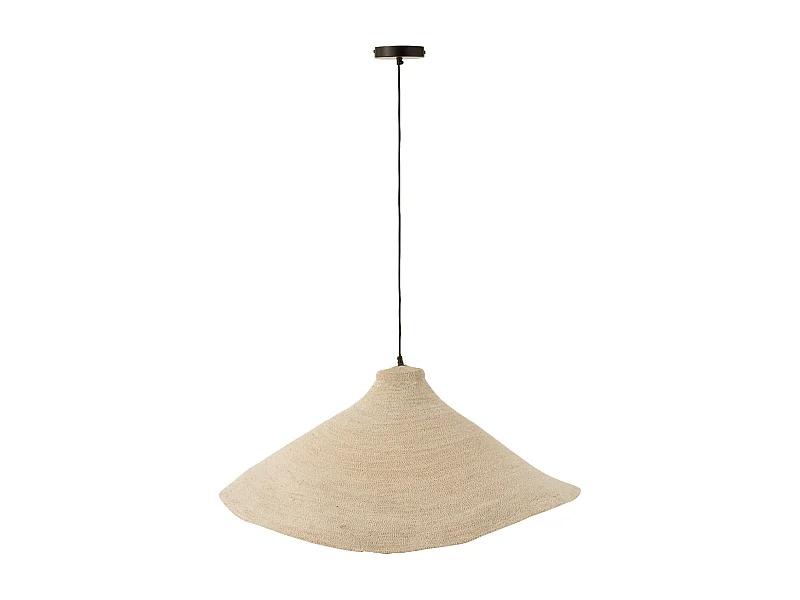 Lampe Suspension en Jonc "Cône" 82cm Blanc