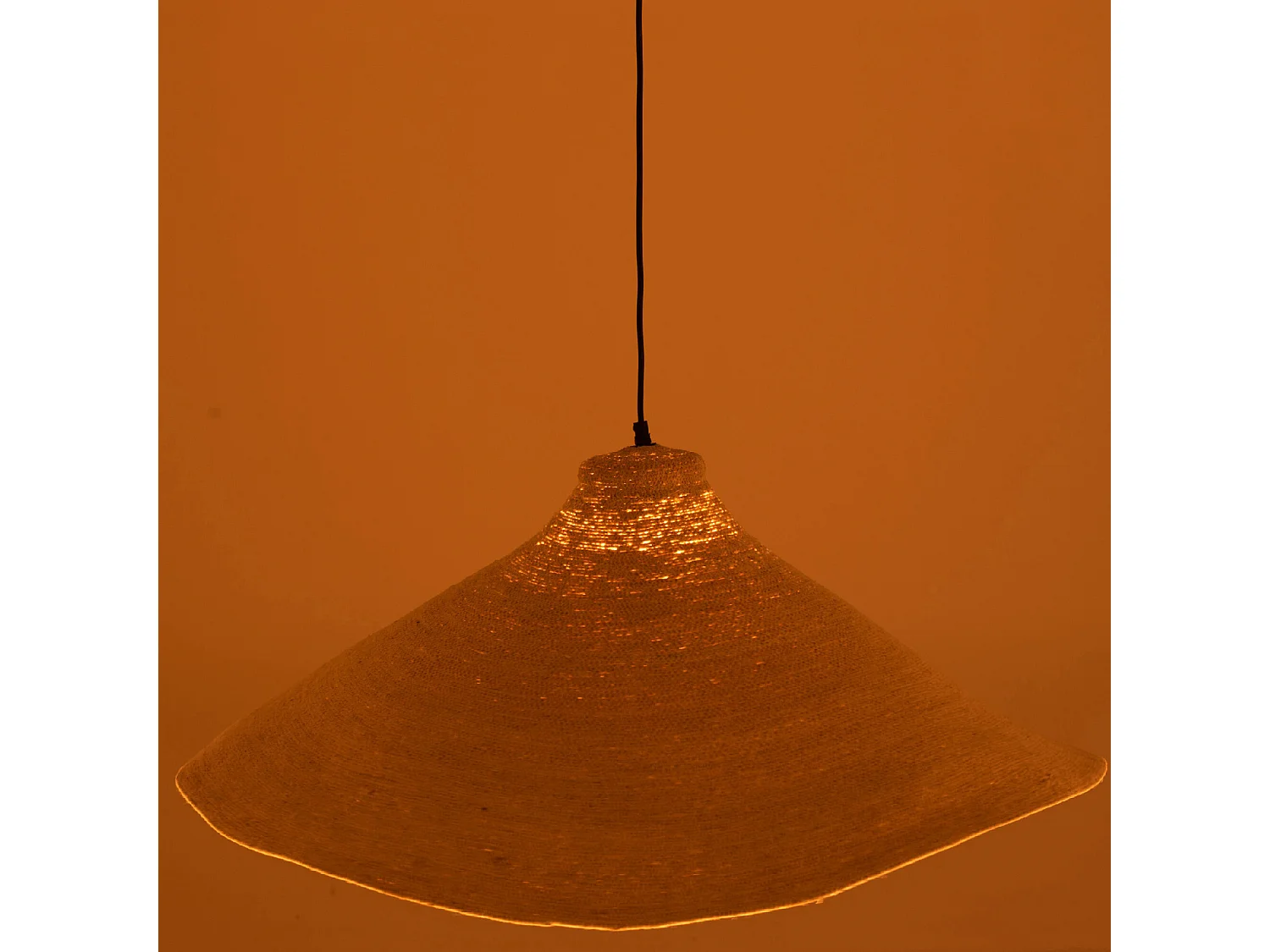 Lampe Suspension en Jonc "Cône" 82cm Blanc