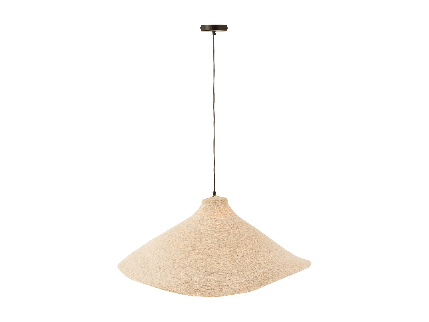 Lampe Suspension en Jonc "Cône" 82cm Blanc