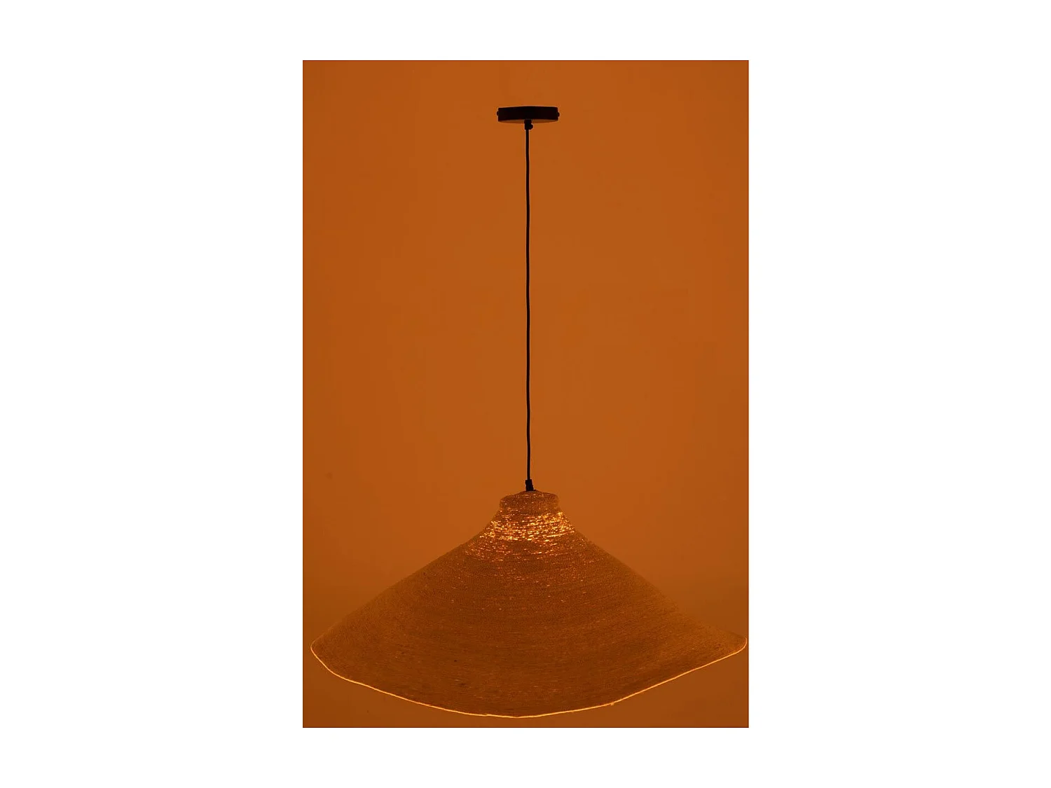 Lampe Suspension en Jonc "Cône" 82cm Blanc
