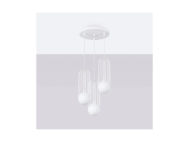 Pendentif Brina Moderne En Acier - 3 Sources Lumineuses - L.34 X H.115 Cm - Blanc
