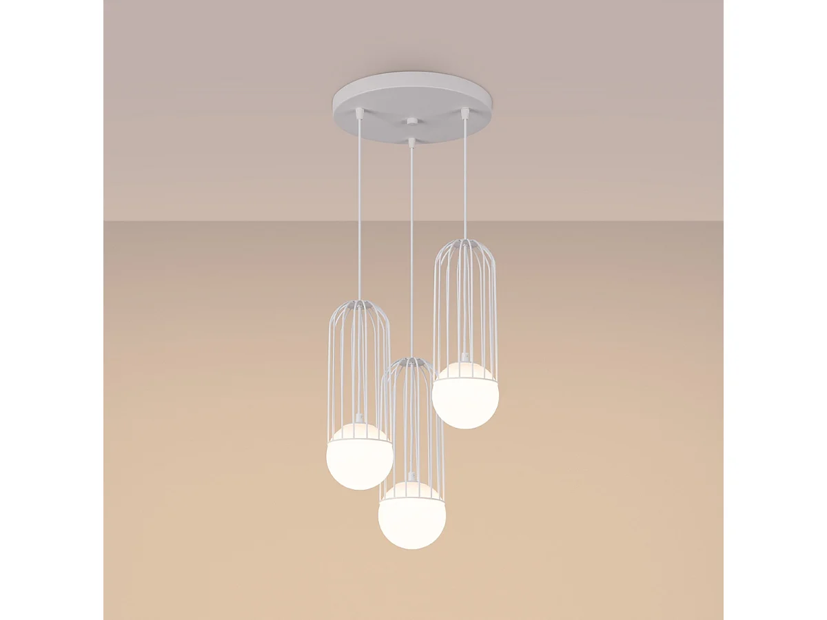 Hanglamp BRINA modern van  - 3 lichtbronnen - L.34 x H.115 cm - wit