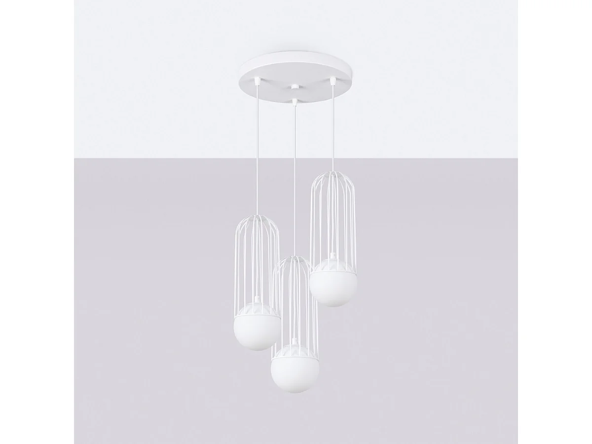 Hanglamp BRINA modern van  - 3 lichtbronnen - L.34 x H.115 cm - wit