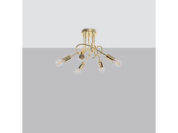 Lustres Supeł Industriel En Acier - 5 Sources Lumineuses - L.55 X H.35 Cm - Éclat Doré