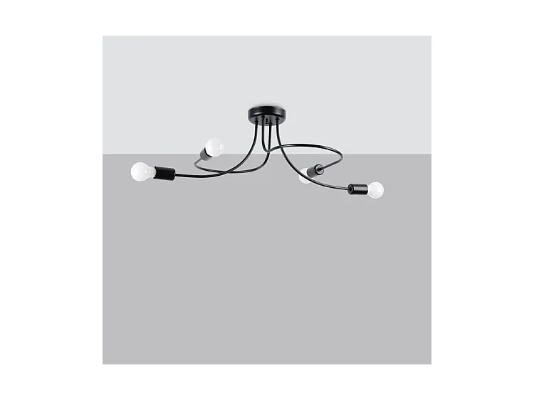 Lustres Levar Industriel En Acier - 4 Sources Lumineuses - L.75 X H.32 Cm - Noir