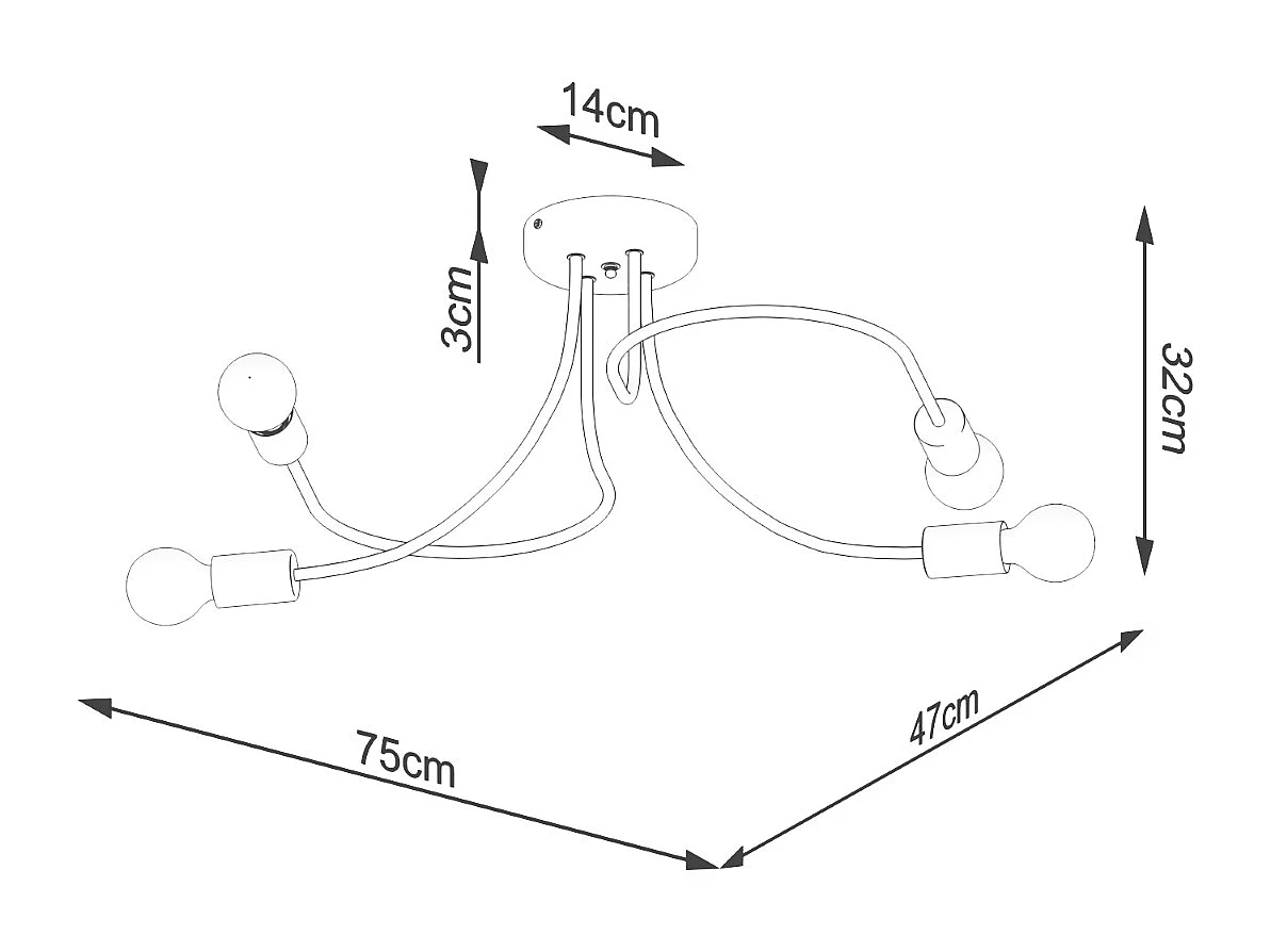 Lustres Levar Industriel En Acier - 4 Sources Lumineuses - L.75 X H.32 Cm - Noir