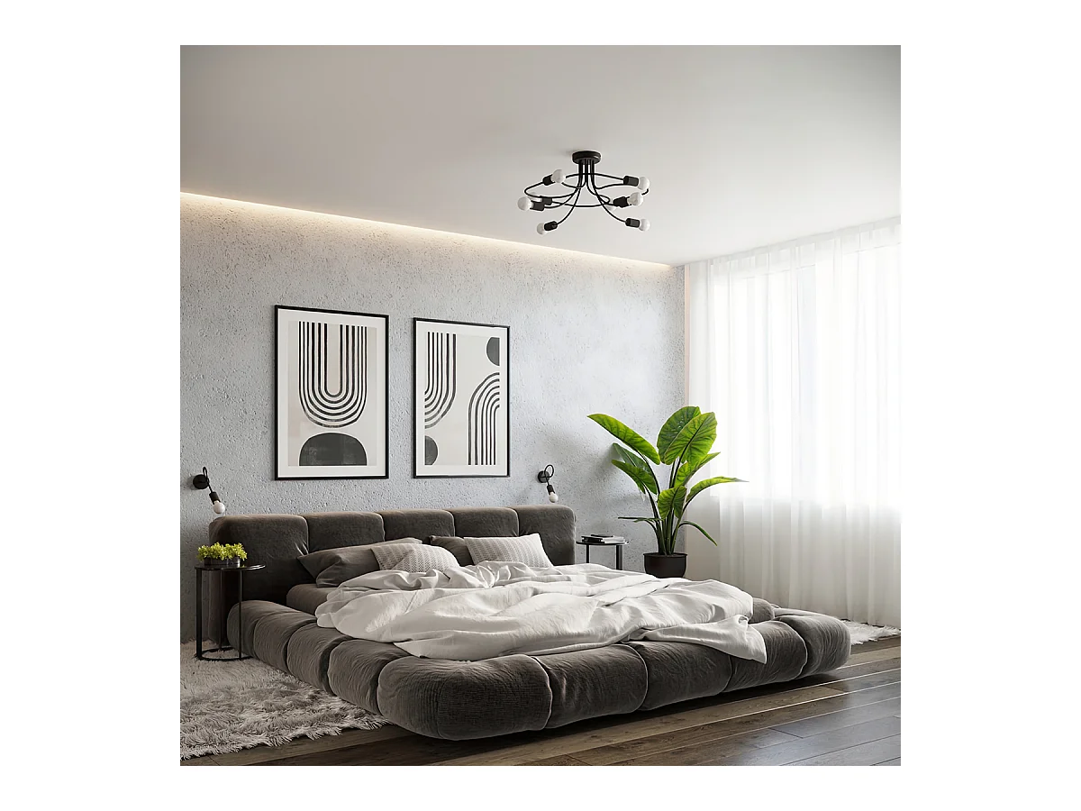 Lustres Levar Industriel En Acier - 4 Sources Lumineuses - L.75 X H.32 Cm - Noir