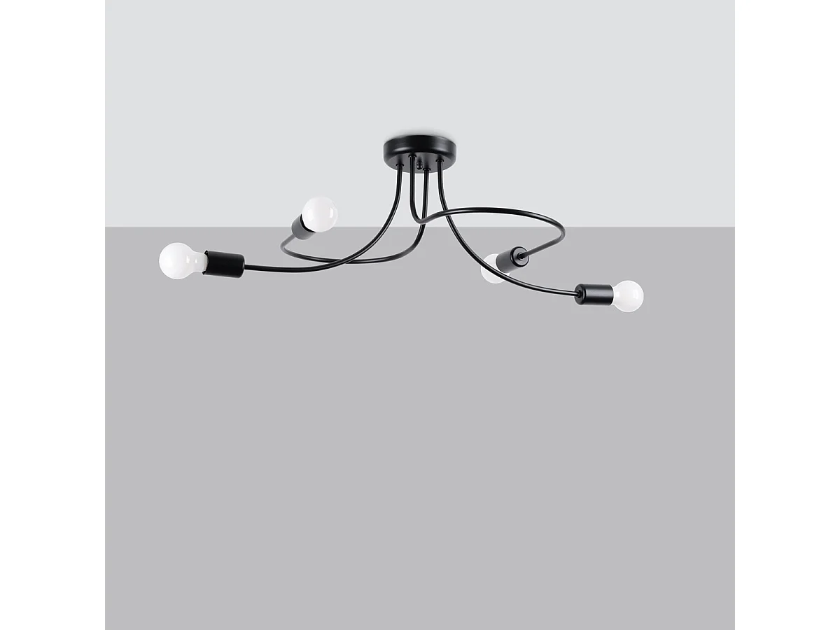 Lustre Levar Industriel En Acier - 4 Sources Lumineuses - L.75 X H.32 Cm - Noir