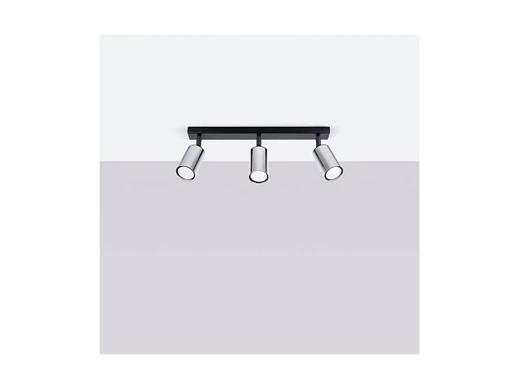 Plafonniers Winx Moderne En Acier - 3 Sources Lumineuses - L.45 X H.18,5 Cm - Noir/Chromé