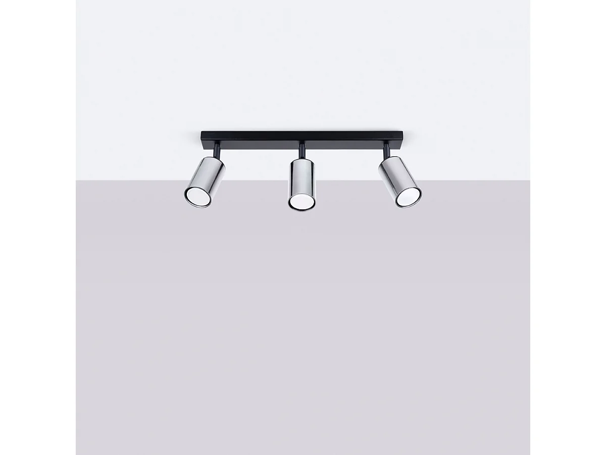 Plafonniers Winx Moderne En Acier - 3 Sources Lumineuses - L.45 X H.18,5 Cm - Noir/Chromé