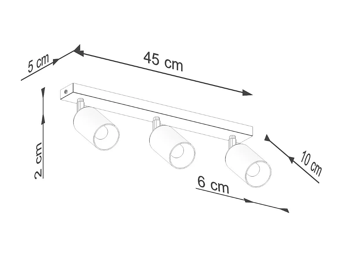 Lampade Da Soffitto Winx Moderno Di Acciaio - 3 Sorgenti Luminose - L.45 X A.18,5 Cm - Nero/Cromato