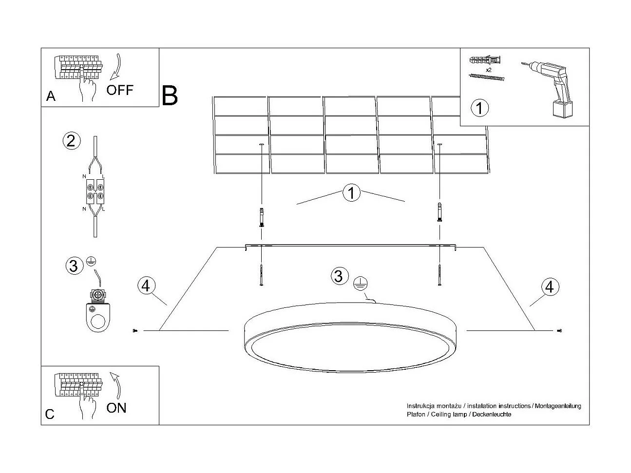 Deckenlampen Onyx Minimalistisch Aus  Aluminium - 1 Lichtquellen - L.30 X H. Cm - Schwarz