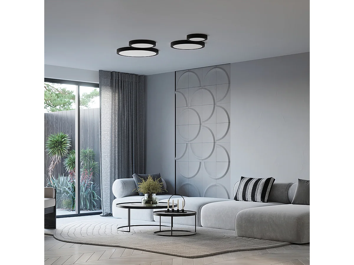 Deckenlampen Onyx Minimalistisch Aus  Aluminium - 1 Lichtquellen - L.30 X H. Cm - Schwarz