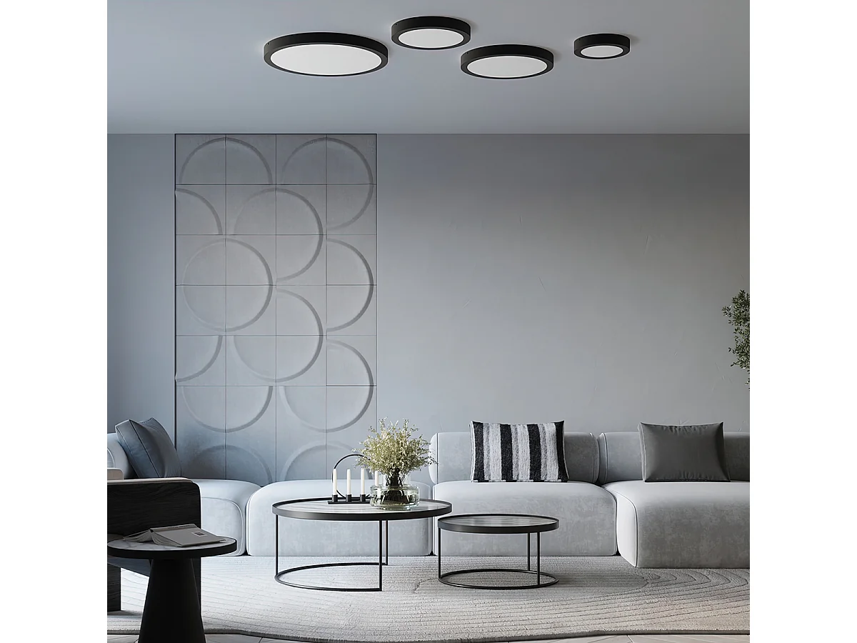 Plafonniers Onyx Minimaliste En Aluminium - 1 Sources Lumineuses - L.30 X H.6 Cm - Noir