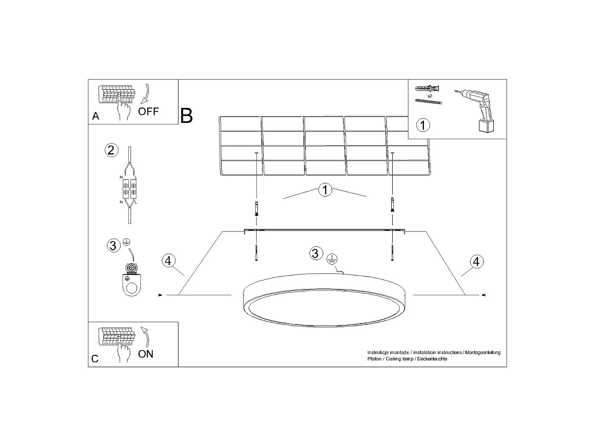 Lampada da soffitto ONYX minimalista di alluminio - 1 sorgenti luminose - L.30 x A.6 cm - nero