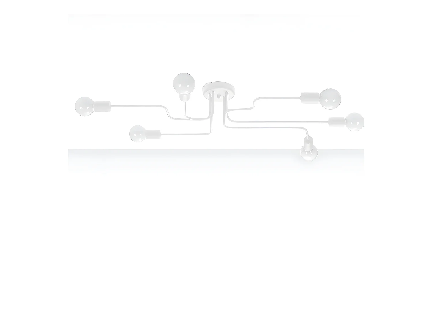 Lampade Da Soffitto Vector Industriale Di Acciaio - 6 Sorgenti Luminose - L.80 X A.15,5 Cm - Bianco