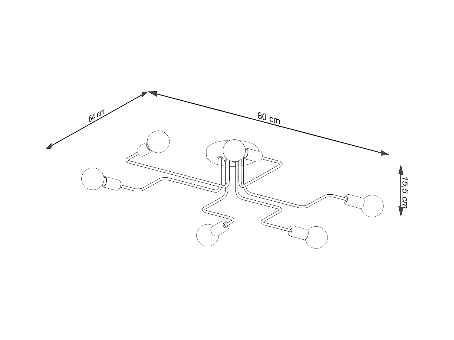 Lampade Da Soffitto Vector Industriale Di Acciaio - 6 Sorgenti Luminose - L.80 X A.15,5 Cm - Bianco